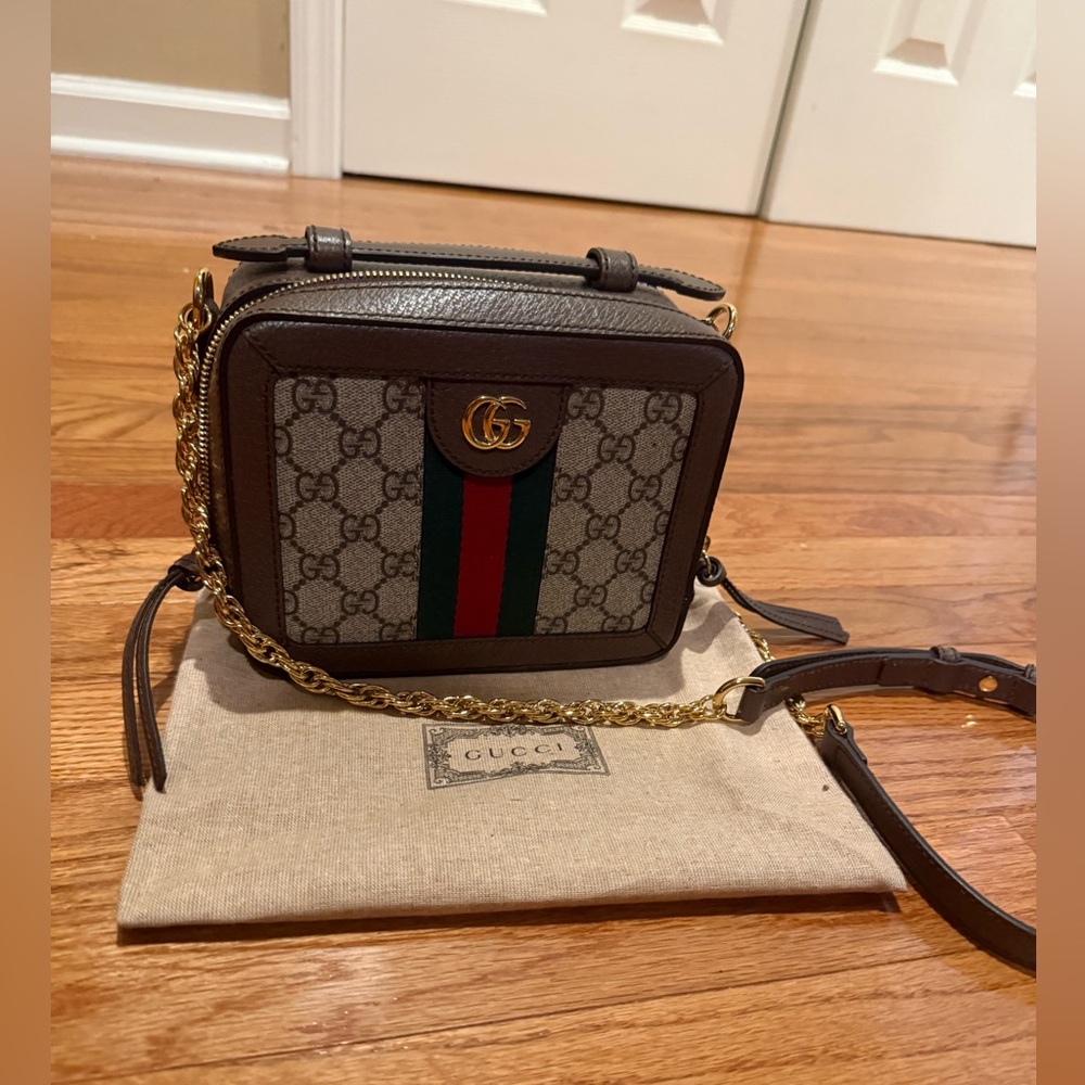 Gucci GG Supreme Monogram Mini Ophidia Top Handle Shoulder Bag  new authentic